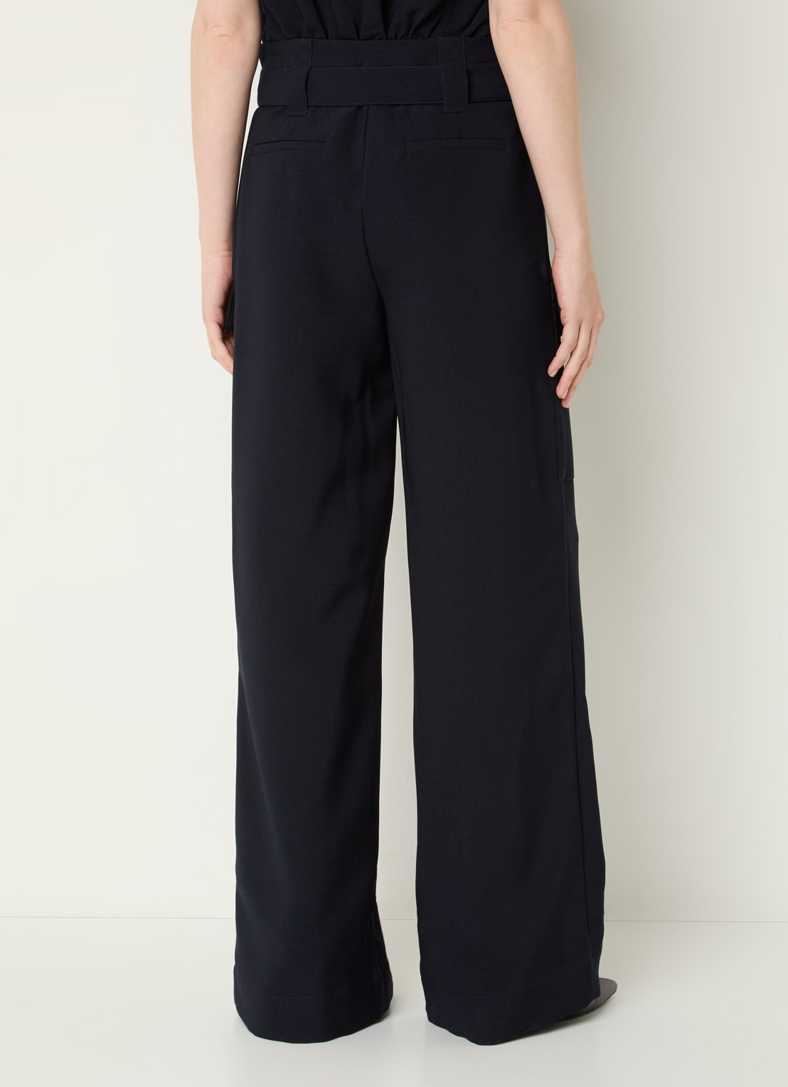 Aaiko Elvar high waist wide fit pantalon met steekzakken - achterkant 4 donkerblauw