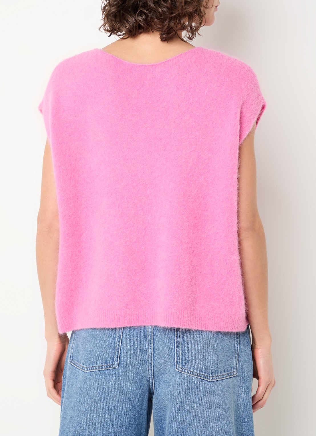 Aaiko Emmy fijngebreide top in alpaca wolblend - achterkant 3 roze