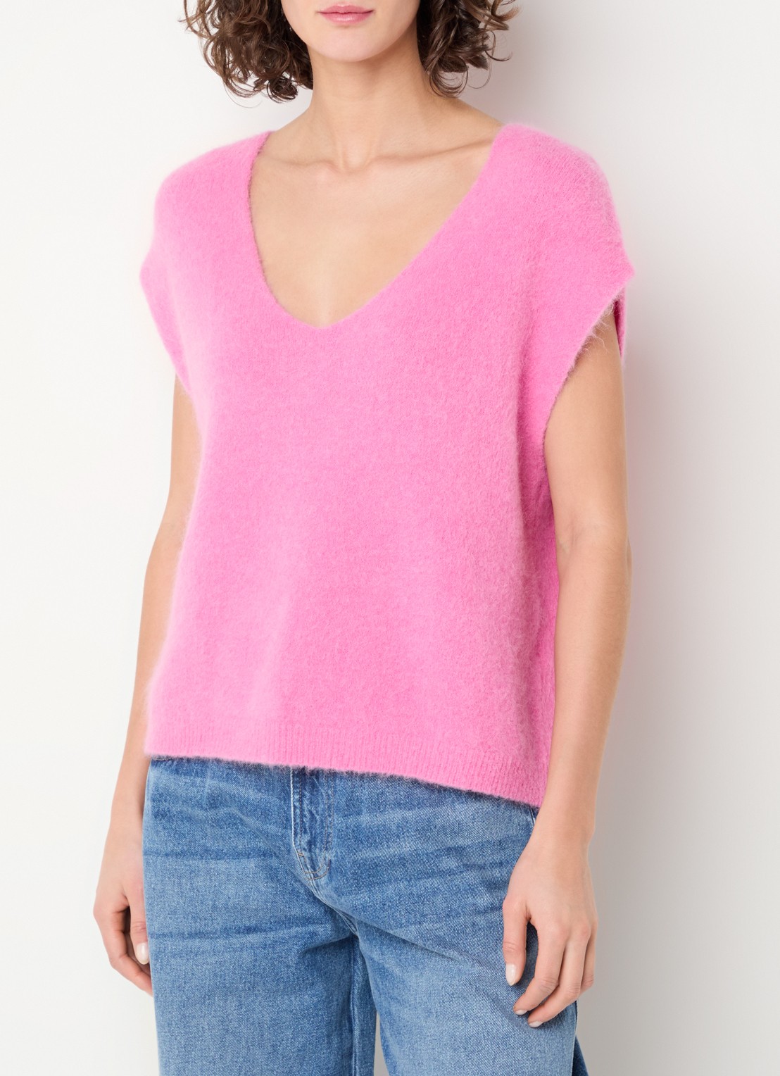 Aaiko Emmy fijngebreide top in alpaca wolblend - detail 4 roze
