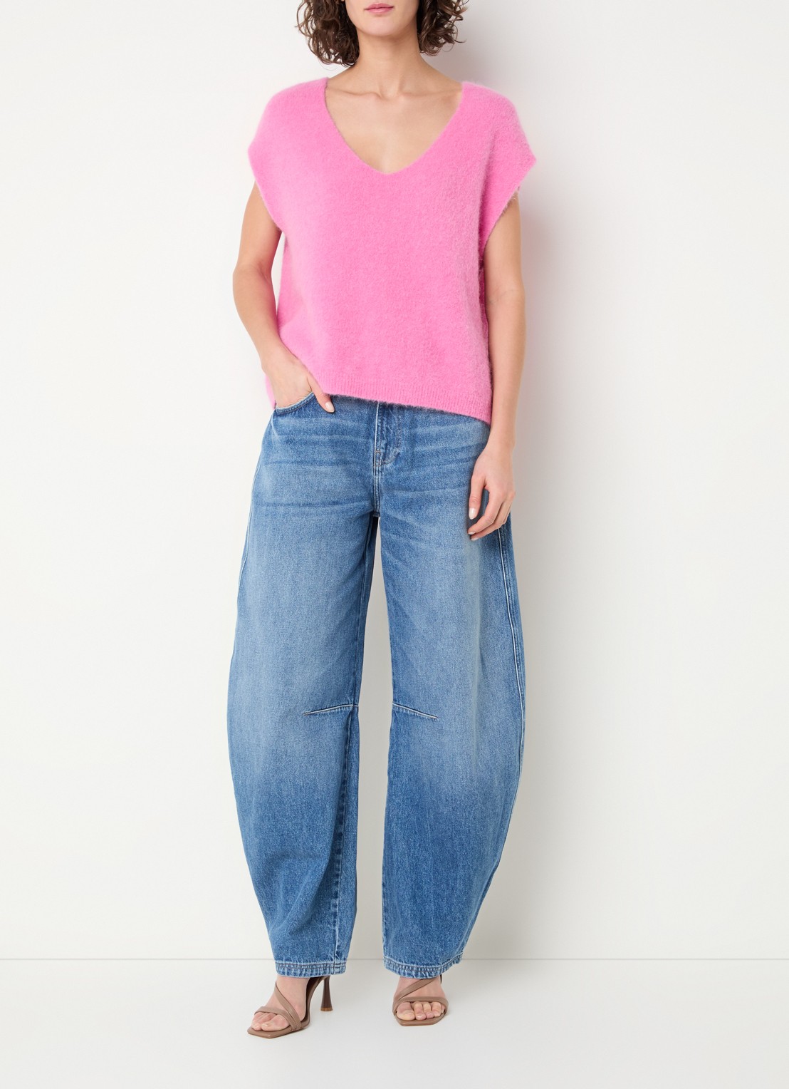 Aaiko Emmy fijngebreide top in alpaca wolblend - voorkant 2 roze