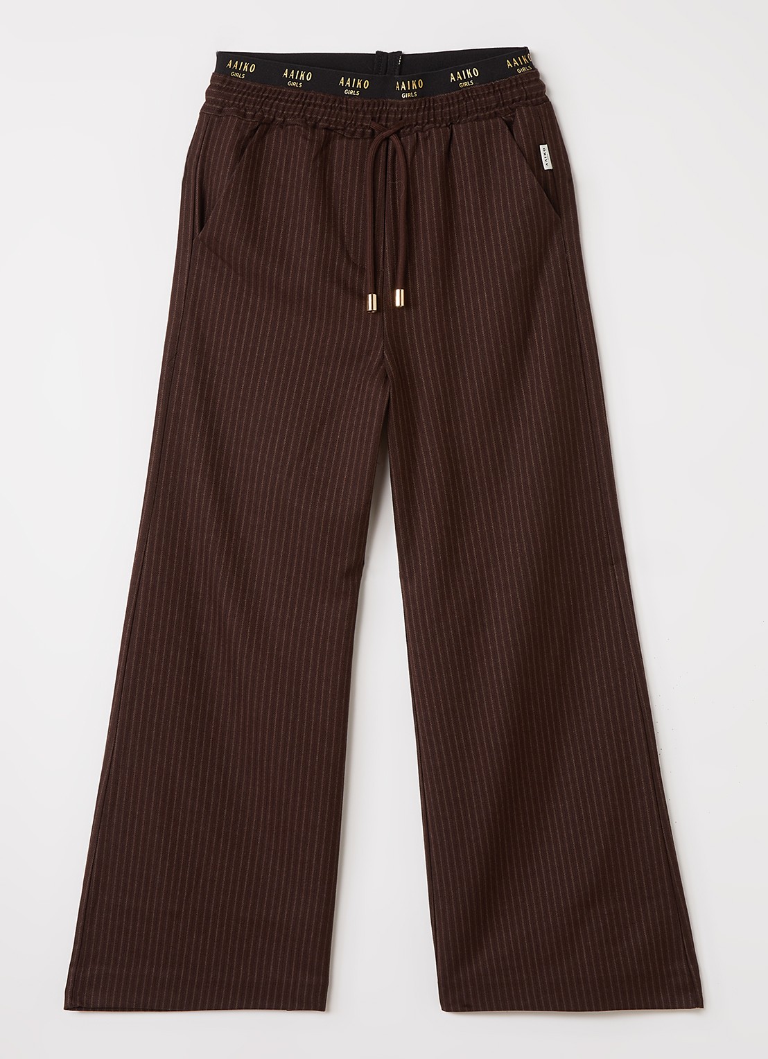 Aaiko Esila flared fit pantalon met streepprint - voorkant 2 bruin
