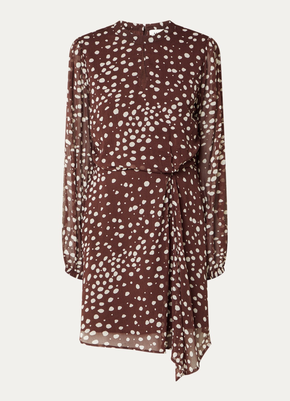 Aaiko Falin mini jurk met keyhole - voorkant aubergine