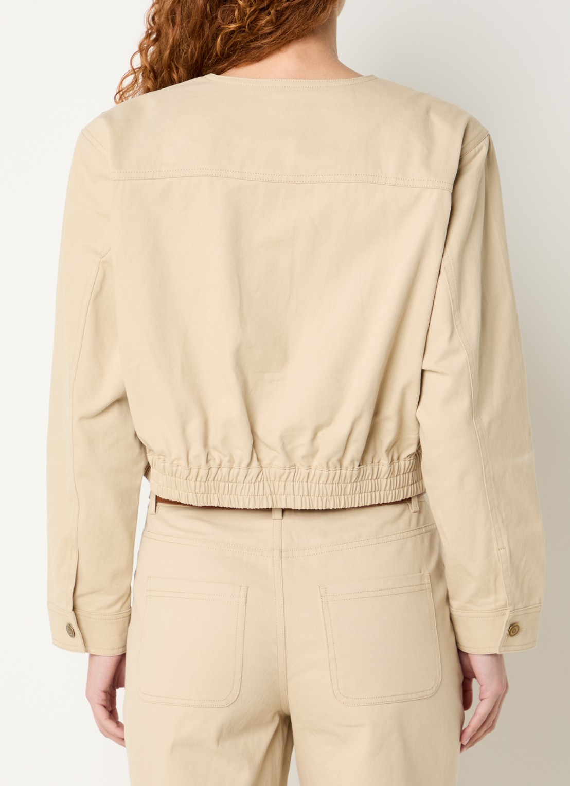 Aaiko Fallon cropped jack met opgestikte zakken - achterkant 4 beige