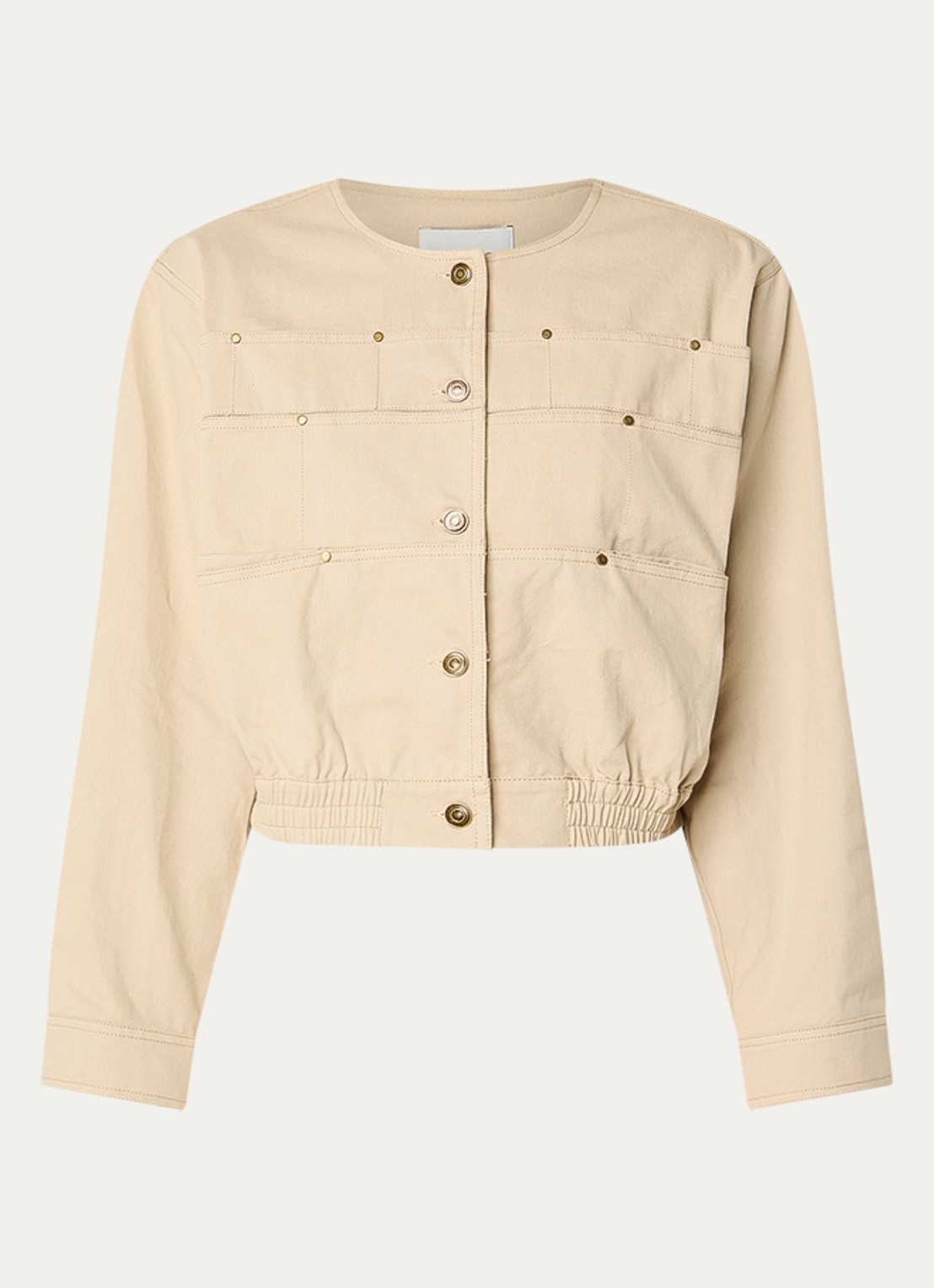 Aaiko Fallon cropped jack met opgestikte zakken - voorkant beige