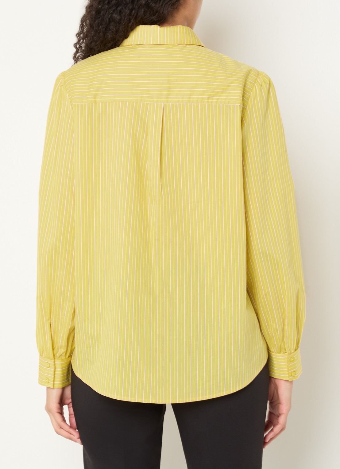 Aaiko Fenne blouse met sjaalkraag en streepprint - achterkant geel