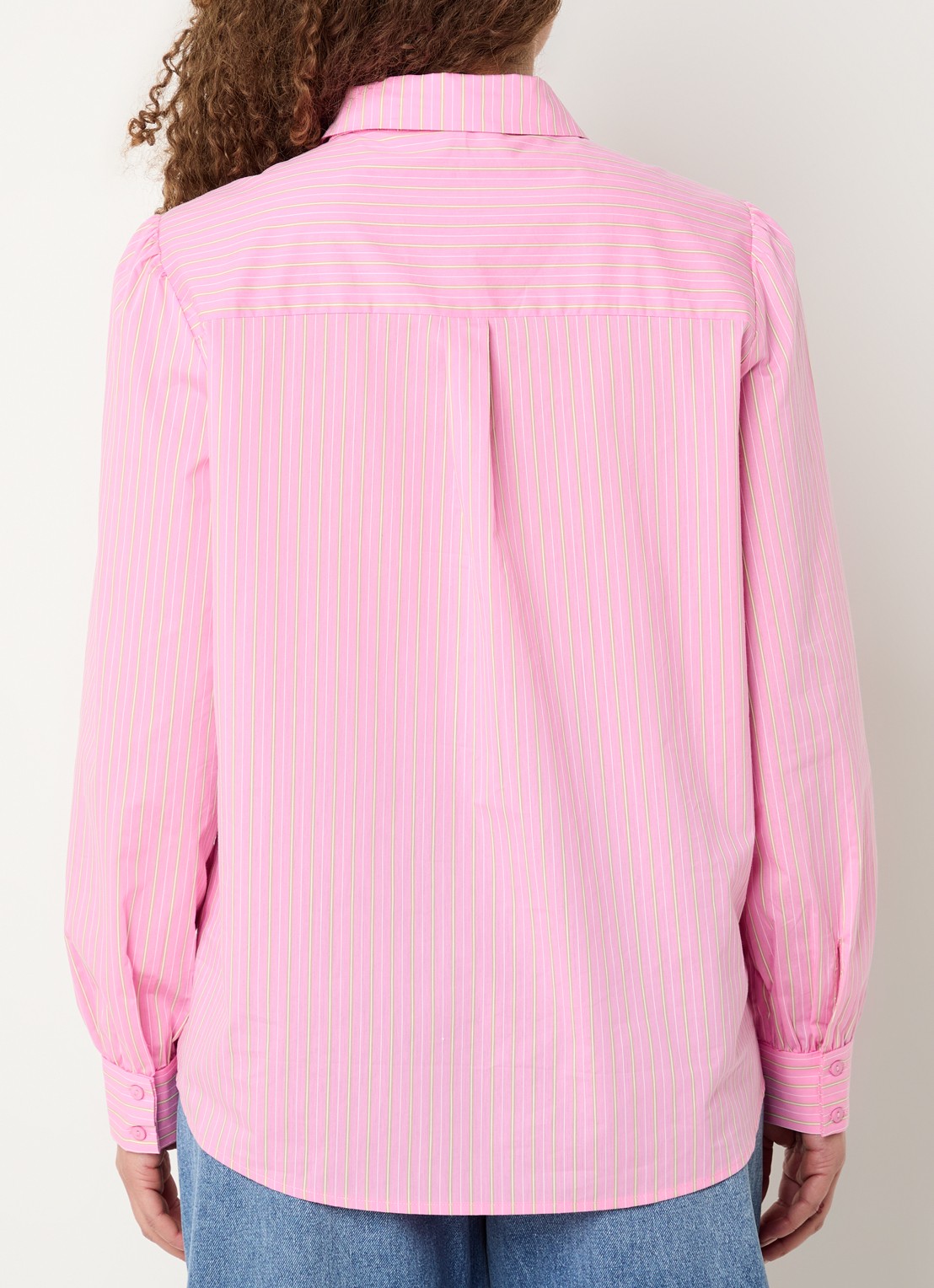 Aaiko Fenne blouse met sjaalkraag en streepprint - achterkant roze