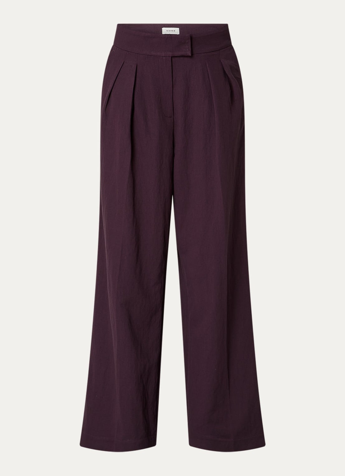 Aaiko Frederique high waist wide fit pantalon met steekzakken - voorkant 2 aubergine