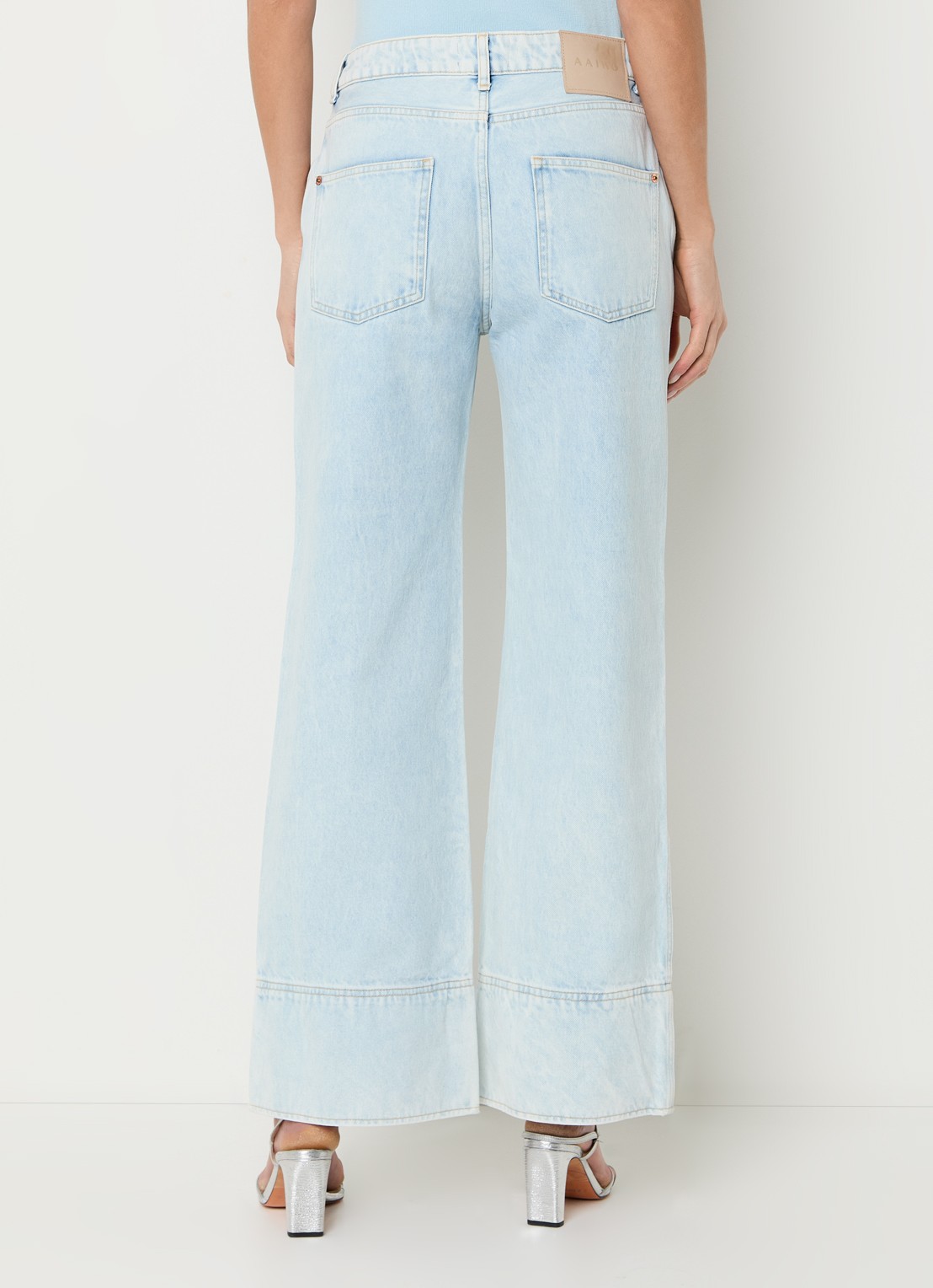 Aaiko Gaby high waist wide leg jeans met lichte wassing - achterkant 5 indigo