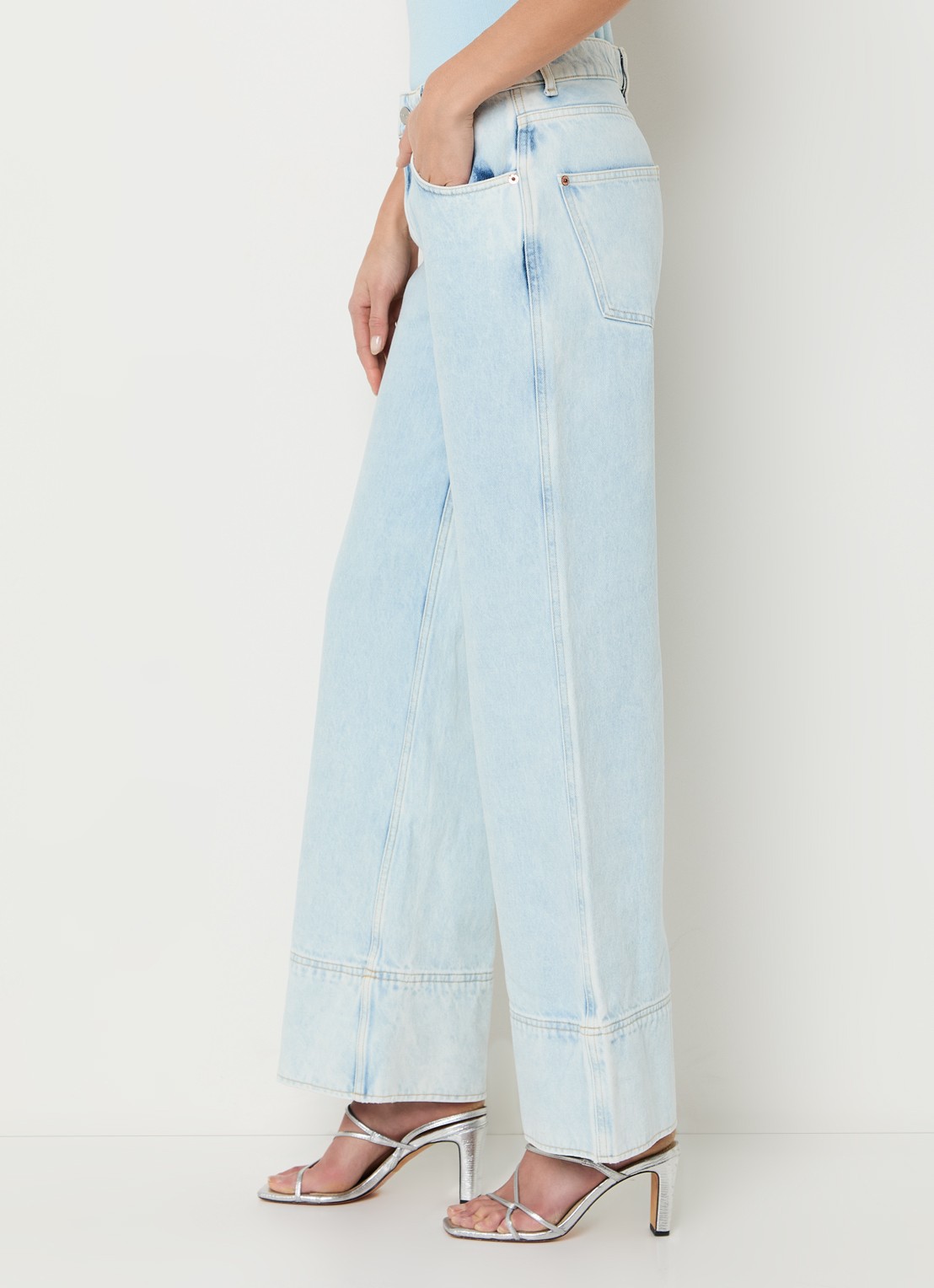 Aaiko Gaby high waist wide leg jeans met lichte wassing - detail 2 indigo