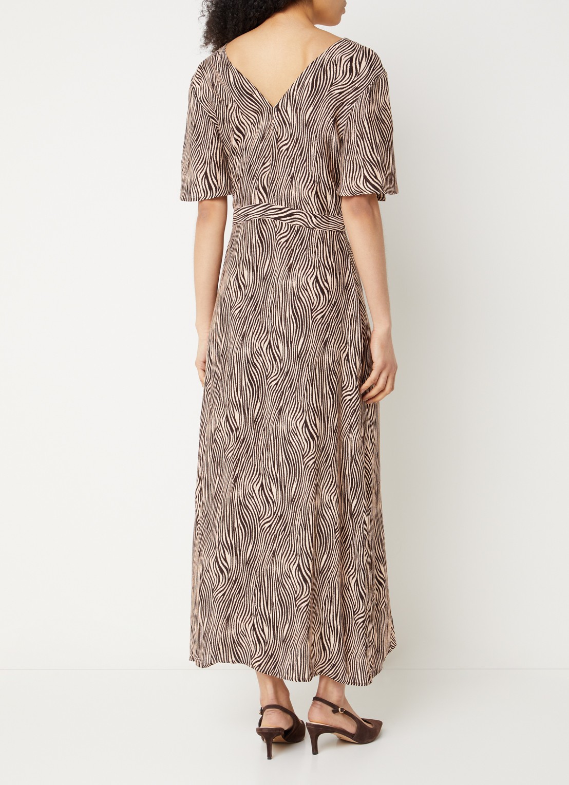 Aaiko Geis maxi tuniekjurk met zebraprint - achterkant bruin