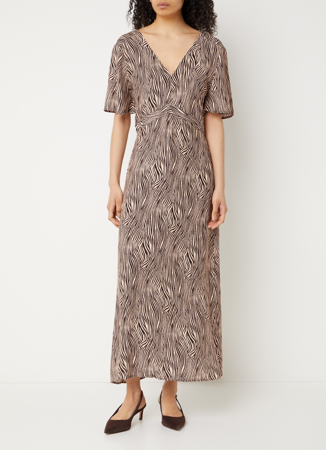 Aaiko Geis maxi tuniekjurk met zebraprint - detail 2 bruin