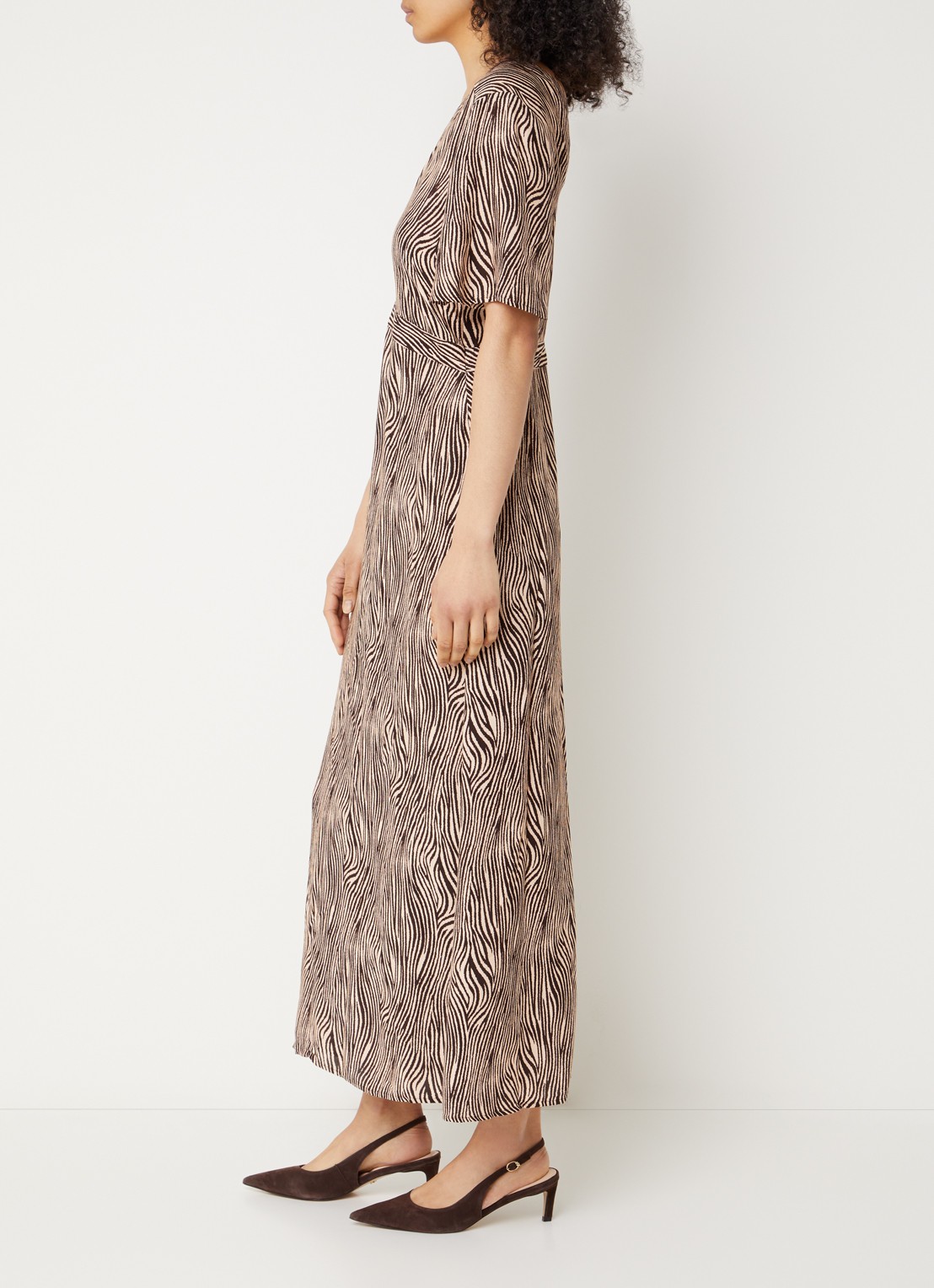 Aaiko Geis maxi tuniekjurk met zebraprint - voorkant 4 bruin
