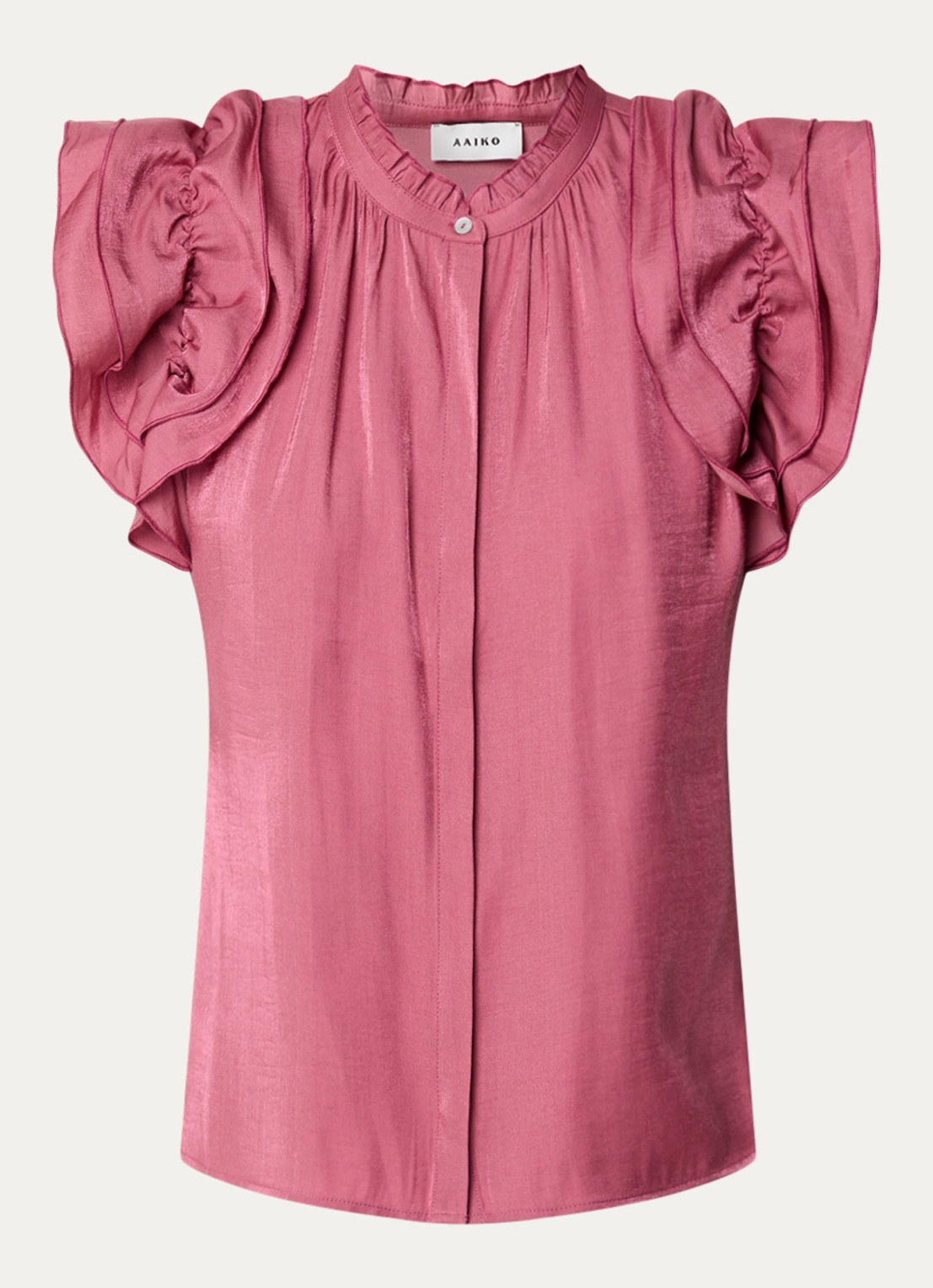 Aaiko Gezana Vis blouse met glanzende finish - voorkant 3 donkerroze