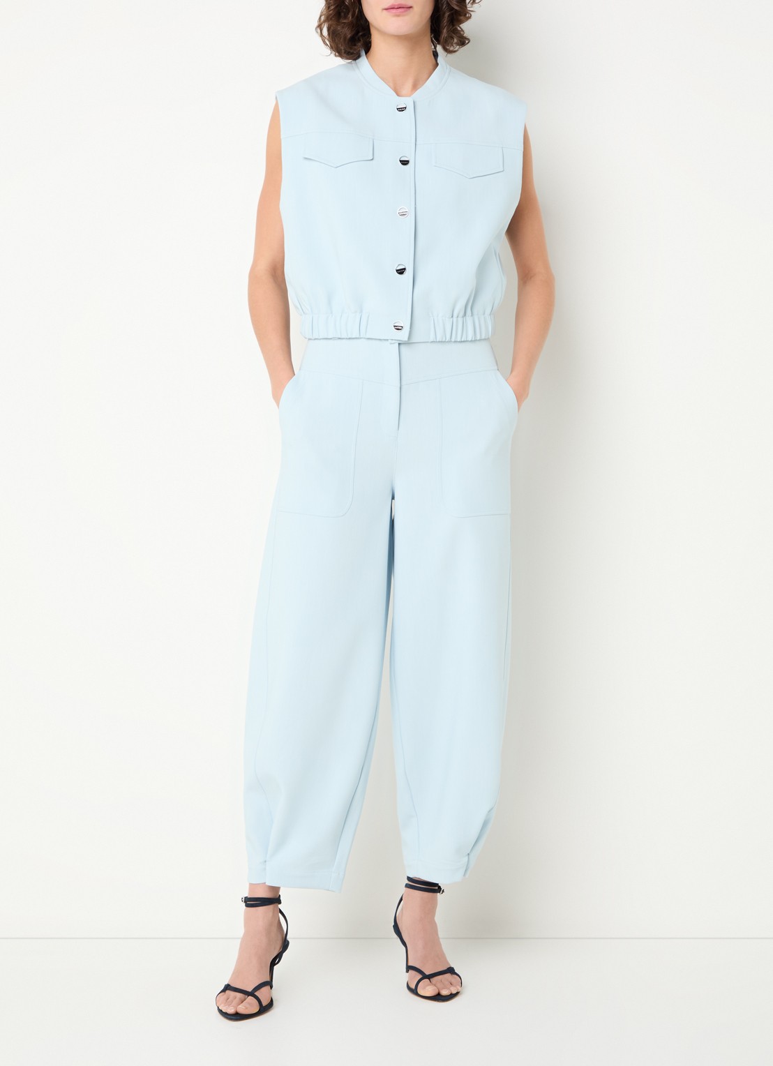 Aaiko Harper high waist loose fit pantalon met steekzakken - voorkant 4 lichtblauw