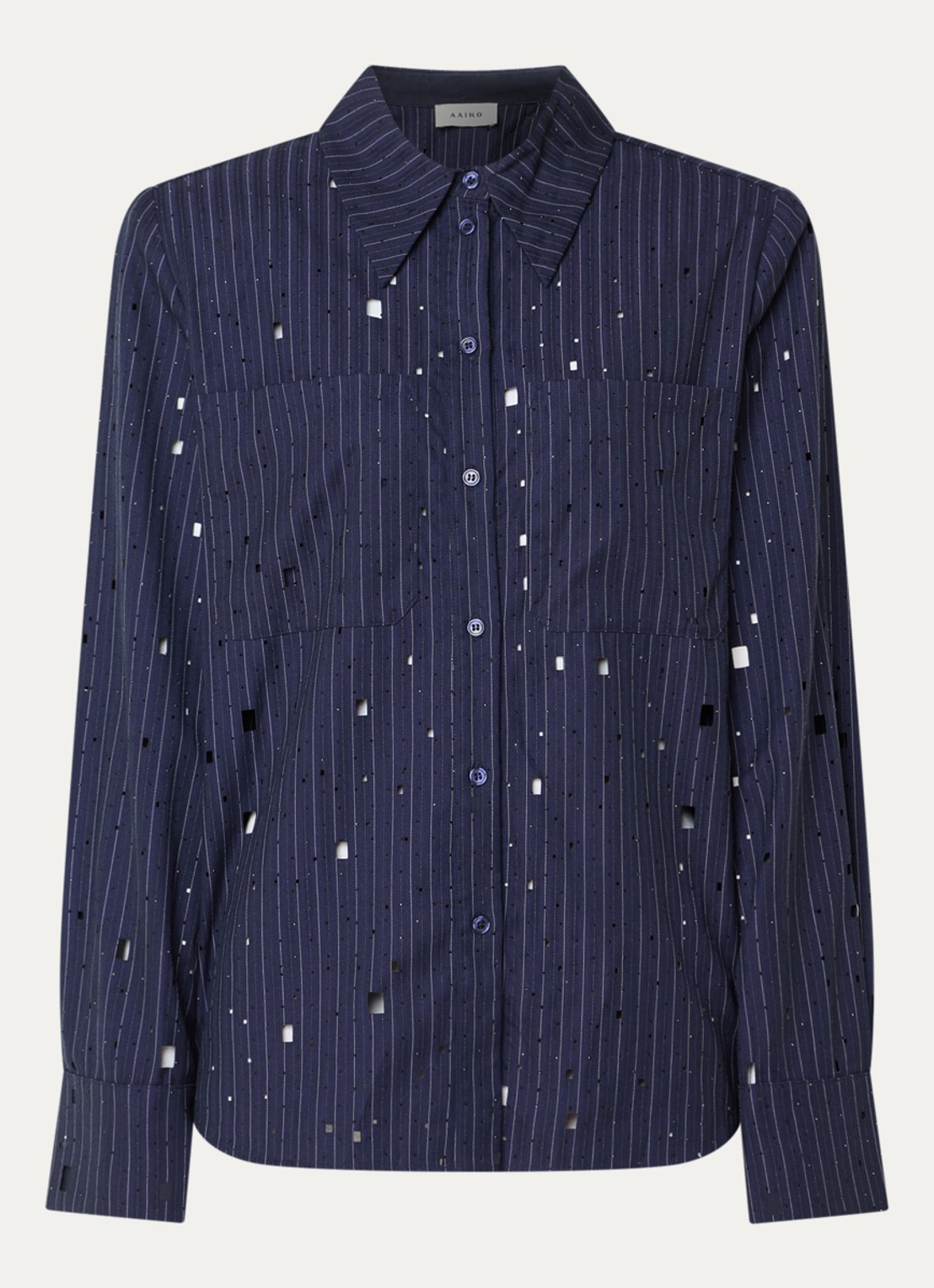 Aaiko Heida blouse met strass - voorkant 3 donkerblauw