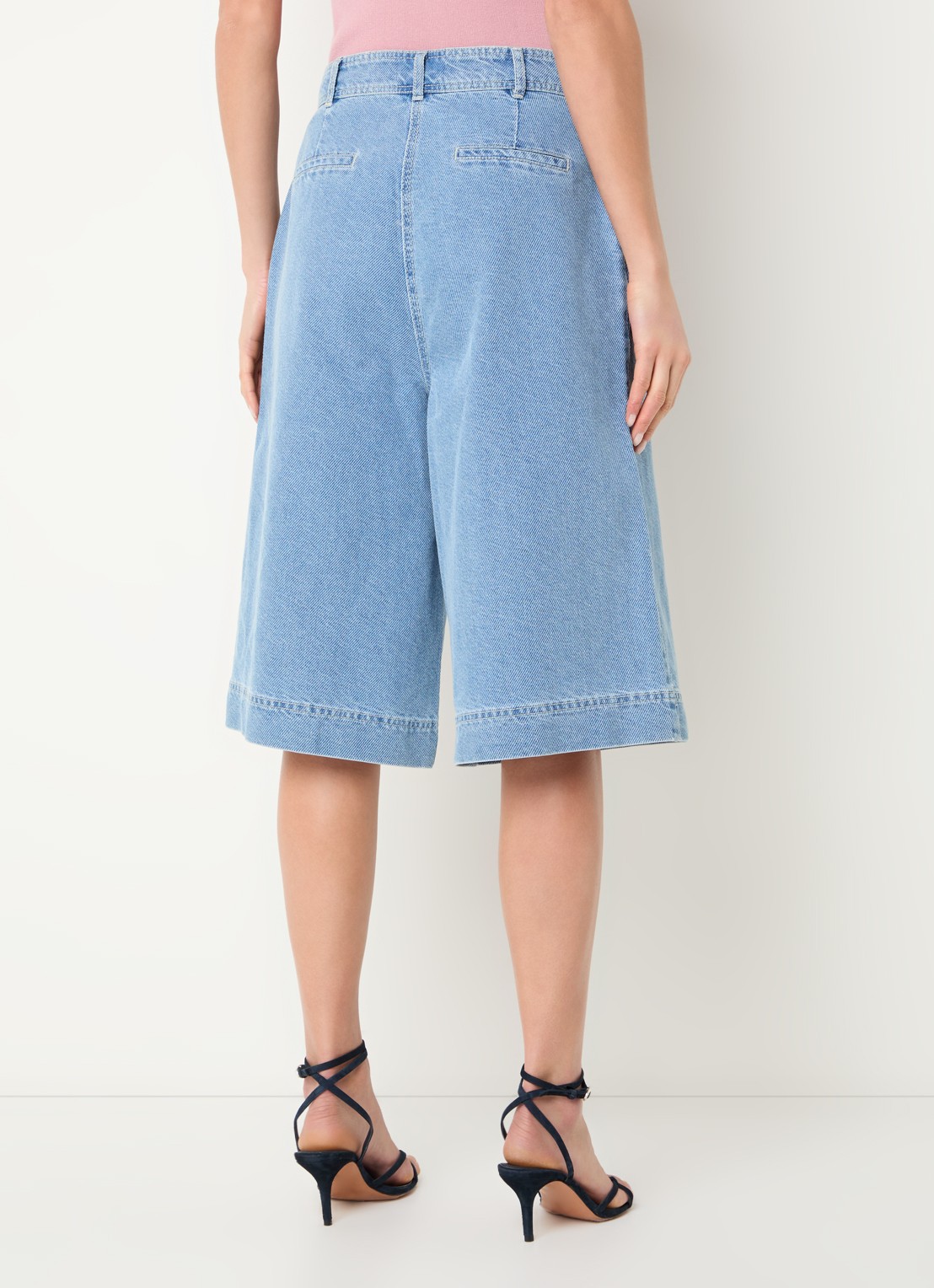 Aaiko Inaya high waist wide fit korte broek van denim - achterkant indigo
