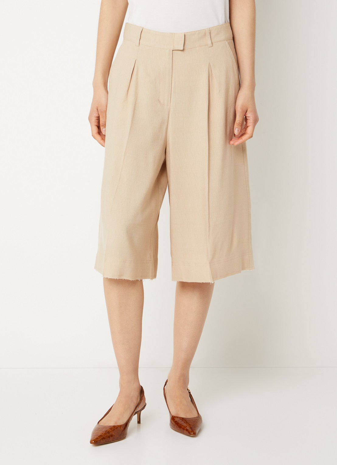 Aaiko Inaya mid waist loose fit culotte - detail 2 donkerbeige
