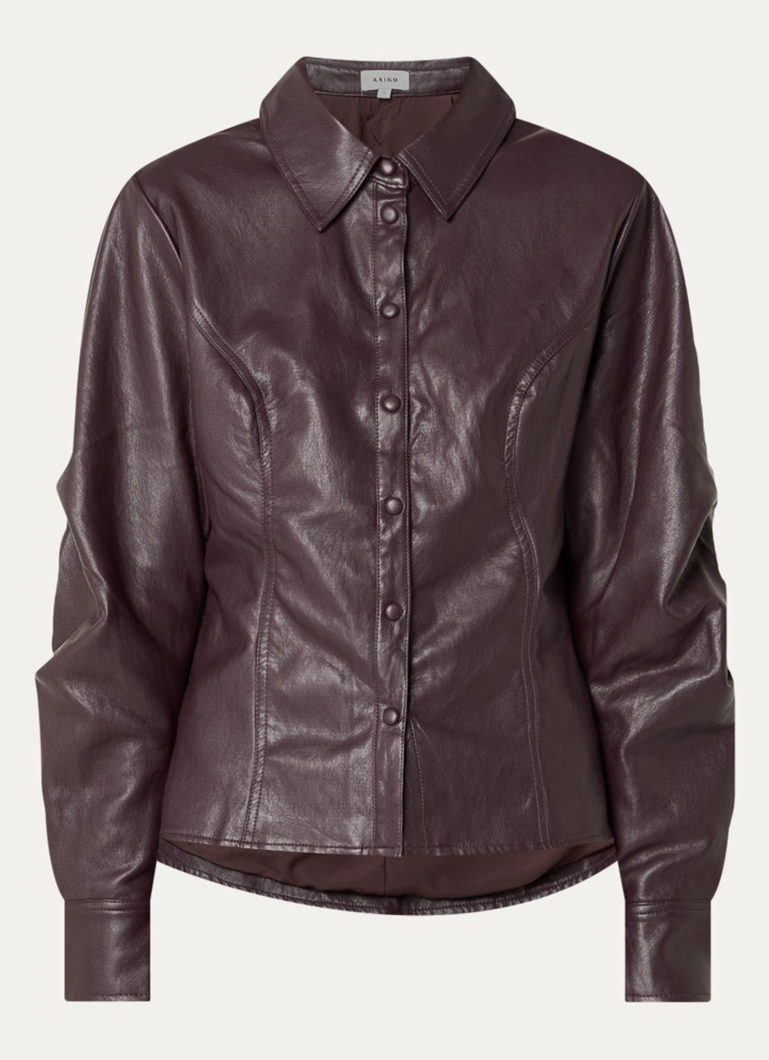 Aaiko Isabel blouse van imitatieleer - voorkant 3 aubergine