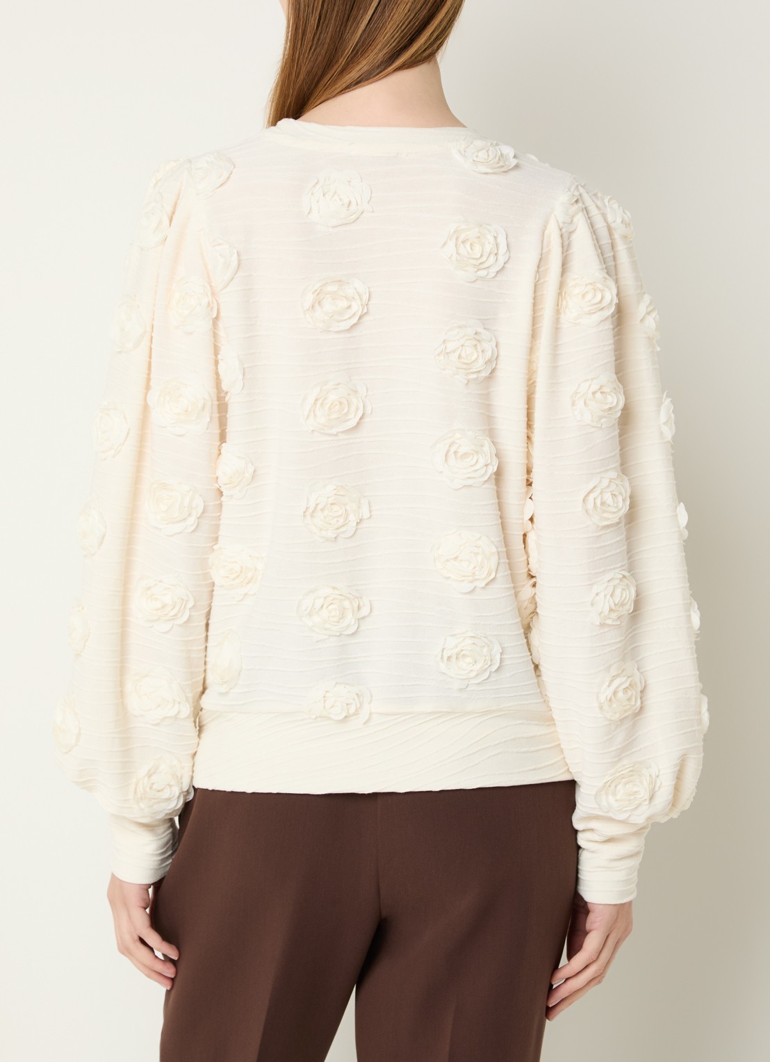 Aaiko Isha top met bloemenprint - achterkant 2 gebroken wit