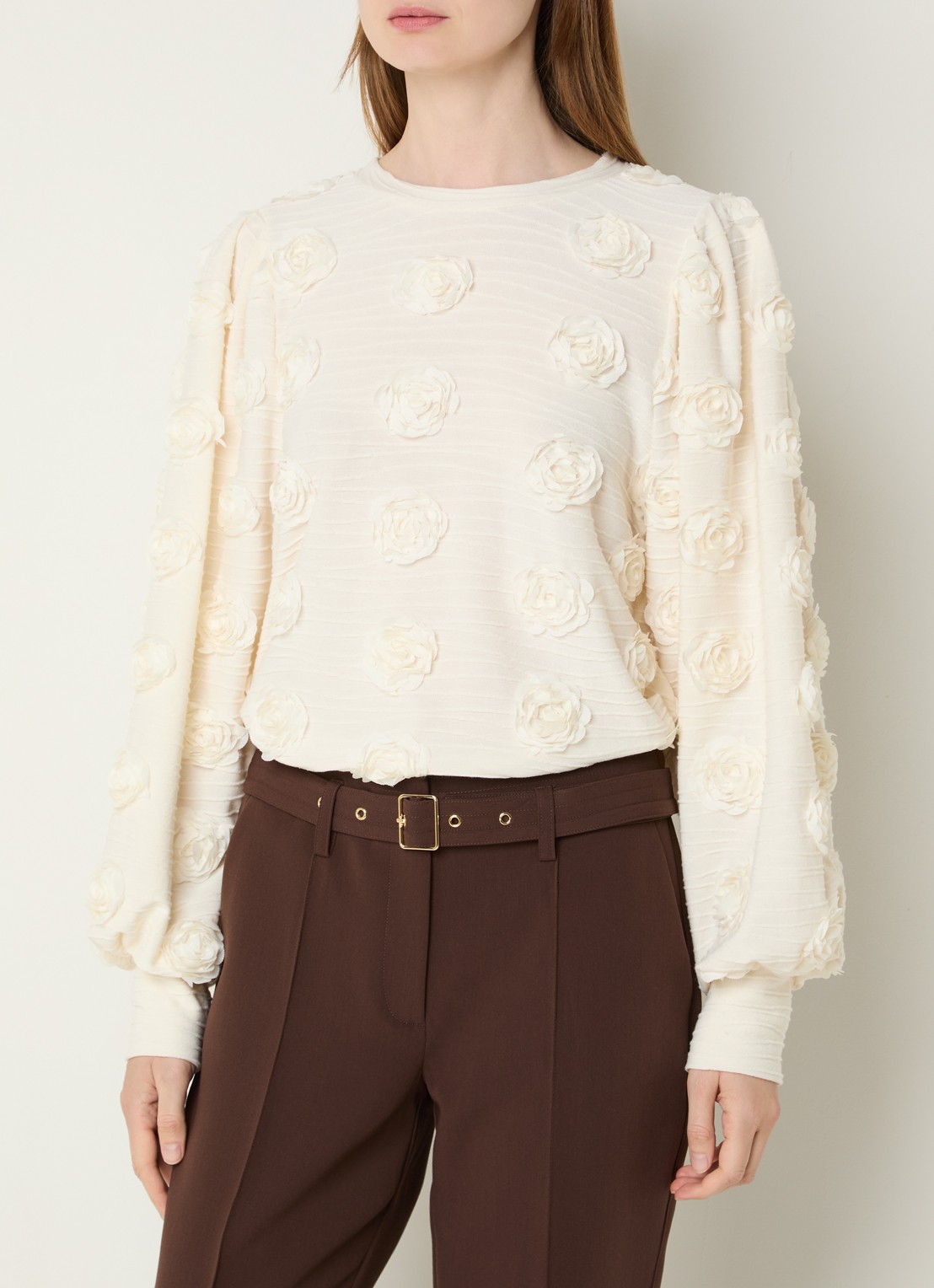 Aaiko Isha top met bloemenprint - detail gebroken wit