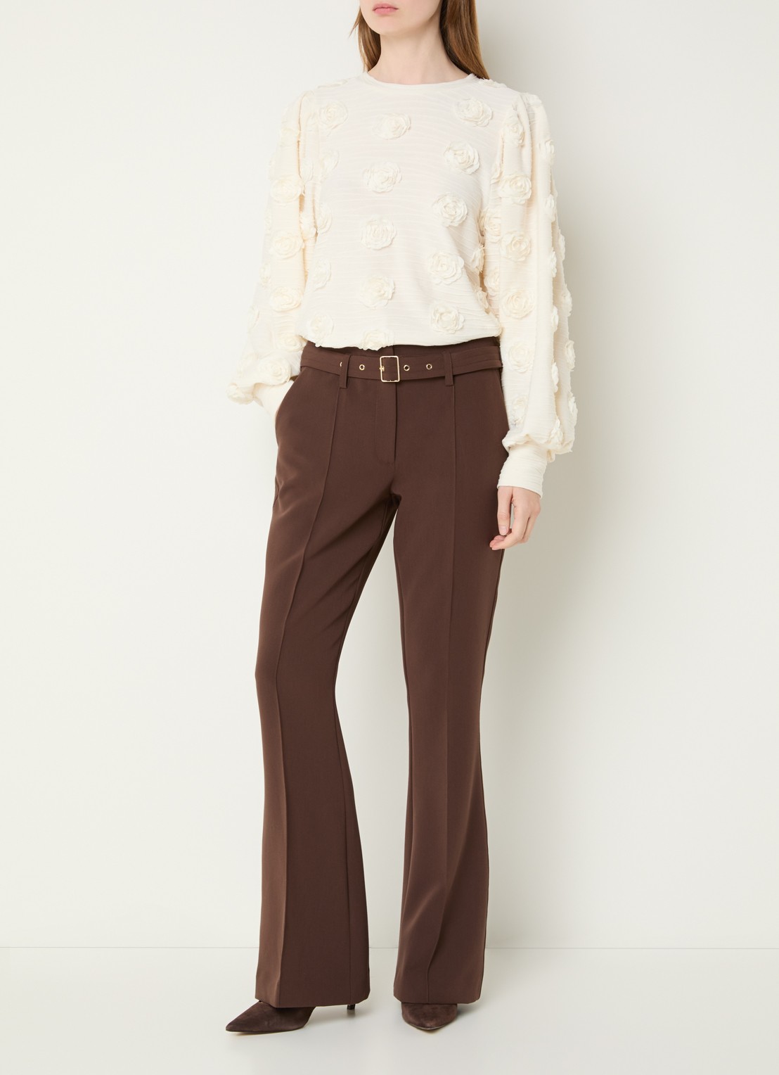 Aaiko Isha top met bloemenprint - voorkant 4 gebroken wit