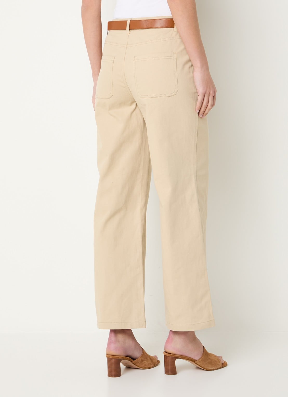 Aaiko Jael high waist flared fit broek met steekzakken - achterkant beige