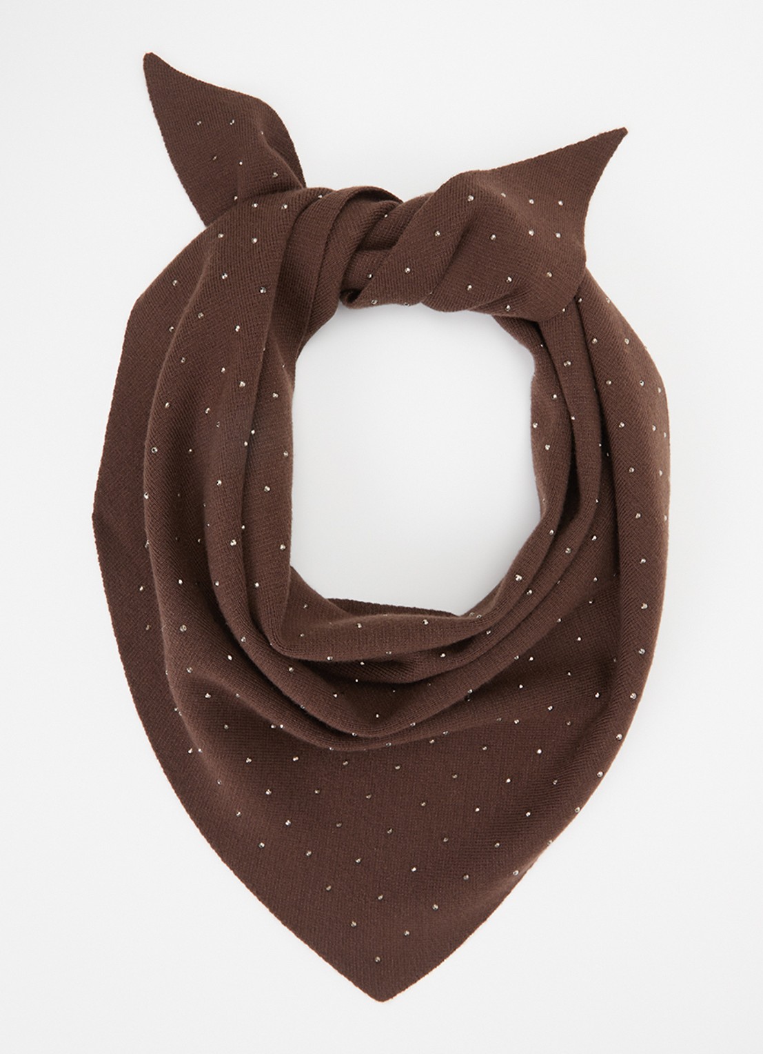 Aaiko Janel sjaal met studs 100 x 45 cm - voorkant 2 donkerbruin
