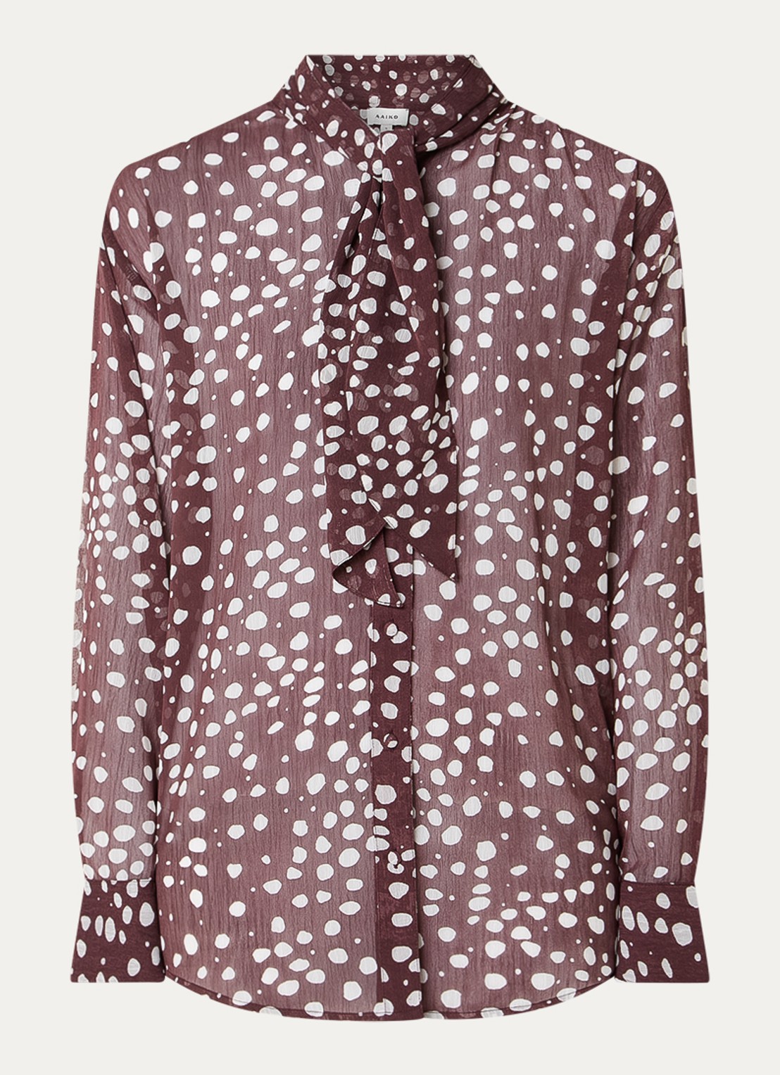 Aaiko Janesse blouse met print en sjaalkraag - voorkant 3 bordeauxrood