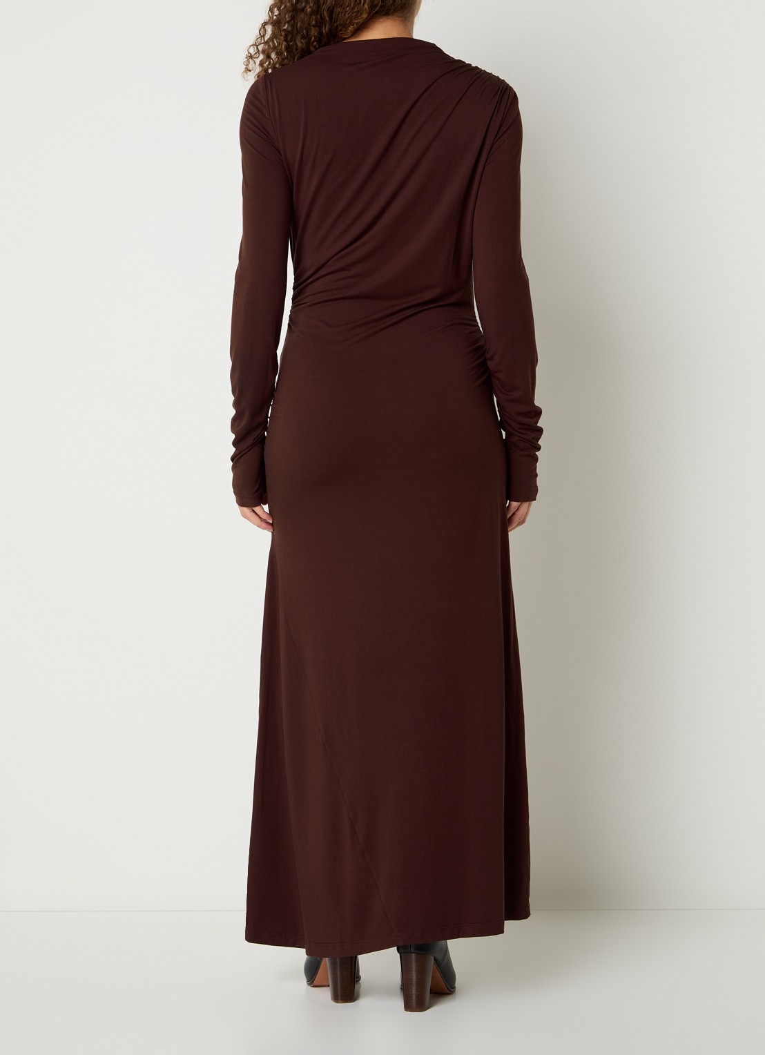 Aaiko Jaxe maxi jurk met asymmetrische zoom - achterkant 2 kastanjebruin