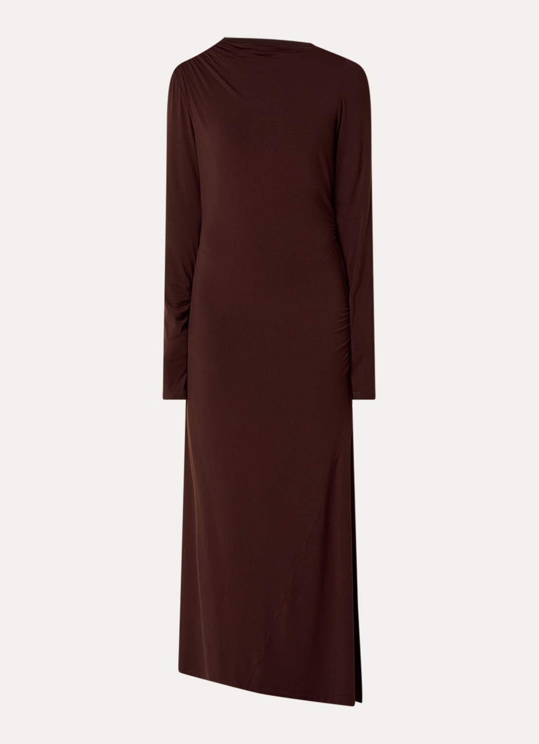 Aaiko Jaxe maxi jurk met asymmetrische zoom - voorkant 3 kastanjebruin