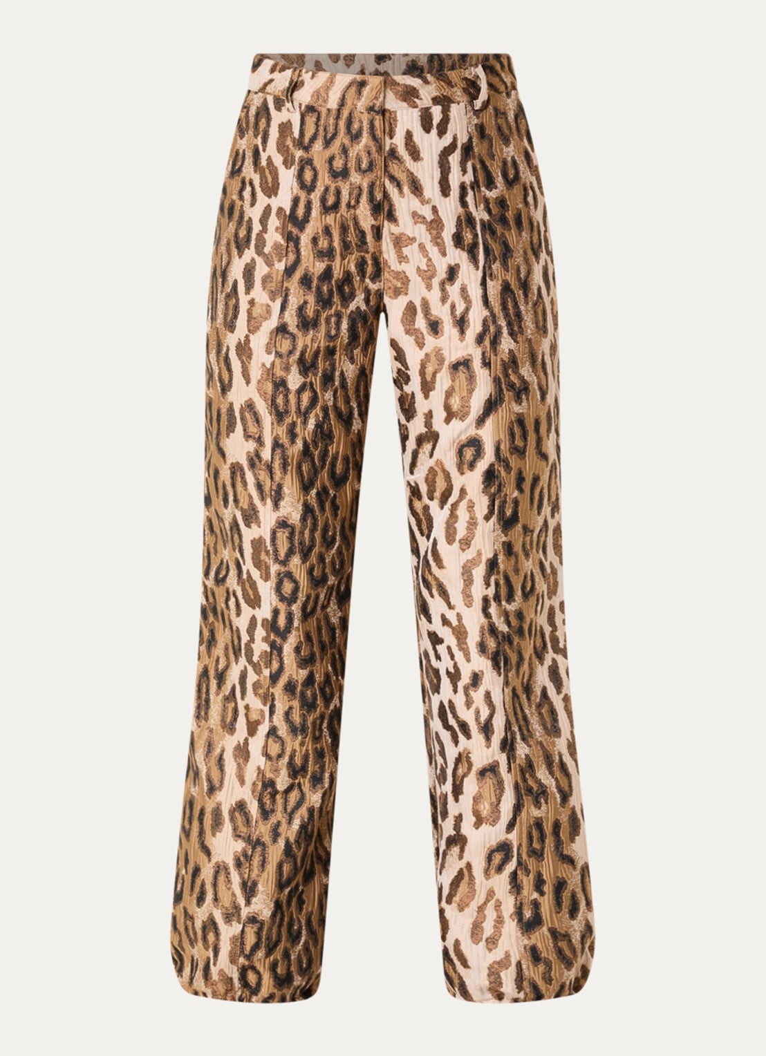 Aaiko Jet Animal high waist tapered fit broek met jacquard dessin - voorkant 3 camel