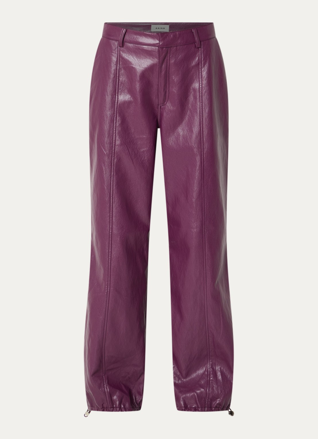 Aaiko Jet high waist tapered fit broek van imitatieleer - voorkant 2 paars