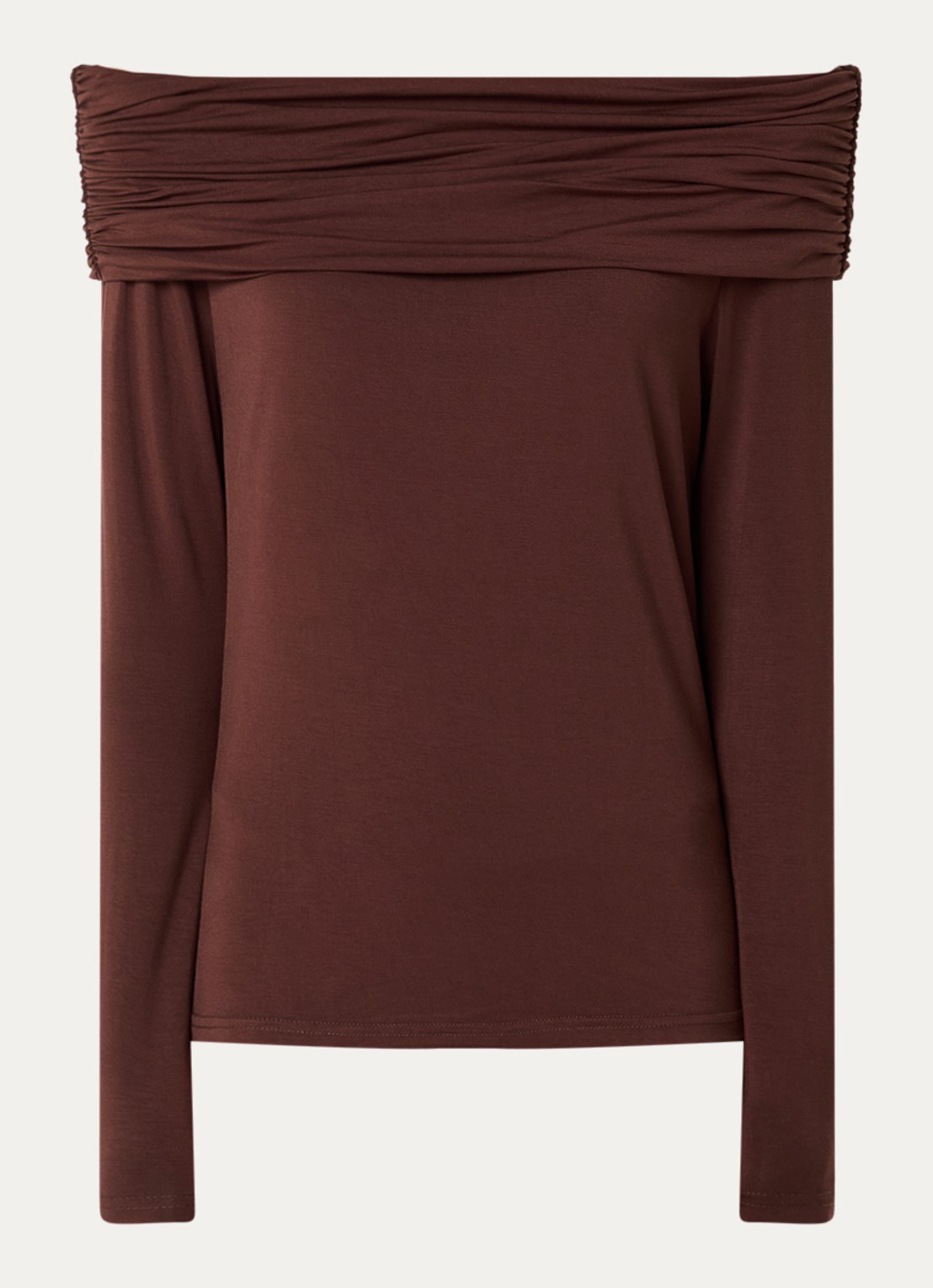 Aaiko Josie off shoulder top met ruches - voorkant oranjerood