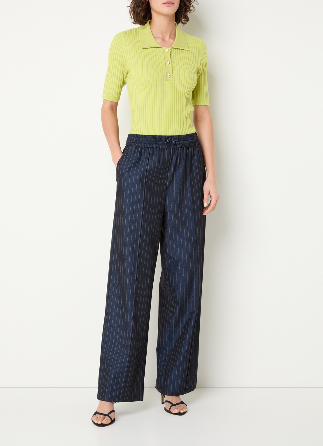 Aaiko Julia ribgebreide top  - voorkant 4 lime