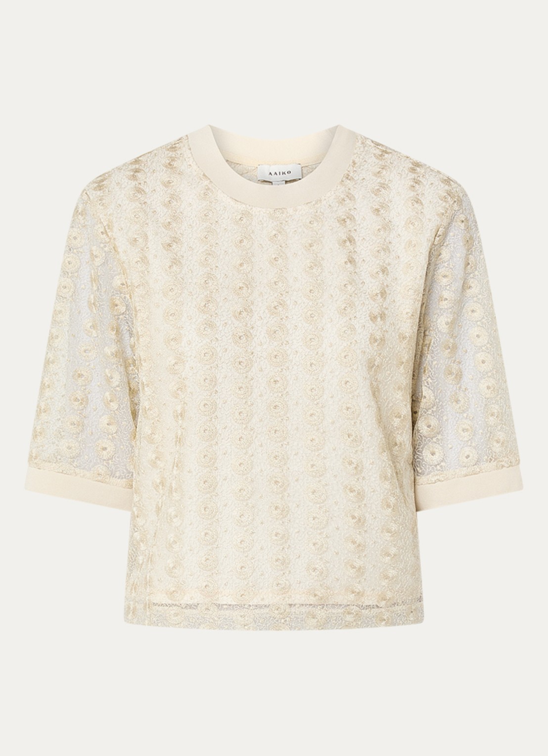 Aaiko Julice top met borduring - voorkant beige
