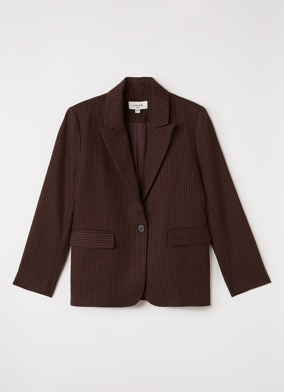 Aaiko Kendal blazer in wolblend met streepprint - voorkant donkerbruin