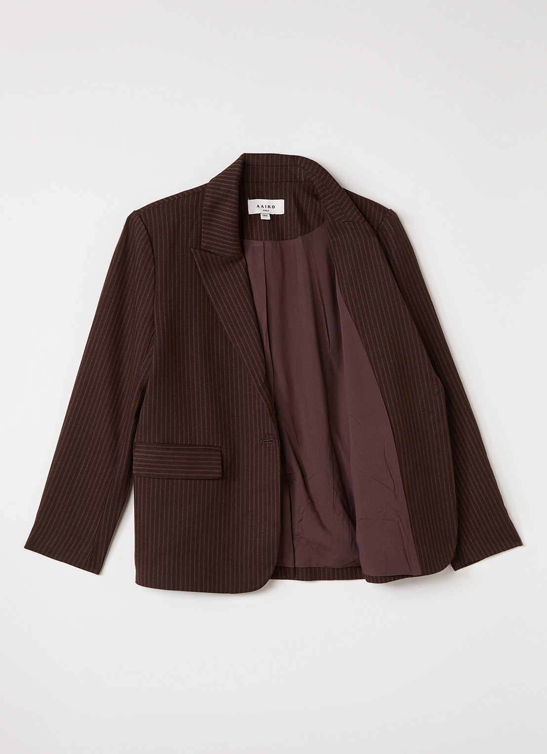 Aaiko Kendal blazer in wolblend met streepprint - voorkant 2 donkerbruin