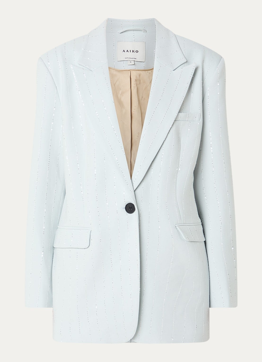 Aaiko Kendal blazer met glitter en klepzakken - voorkant 2 lichtblauw