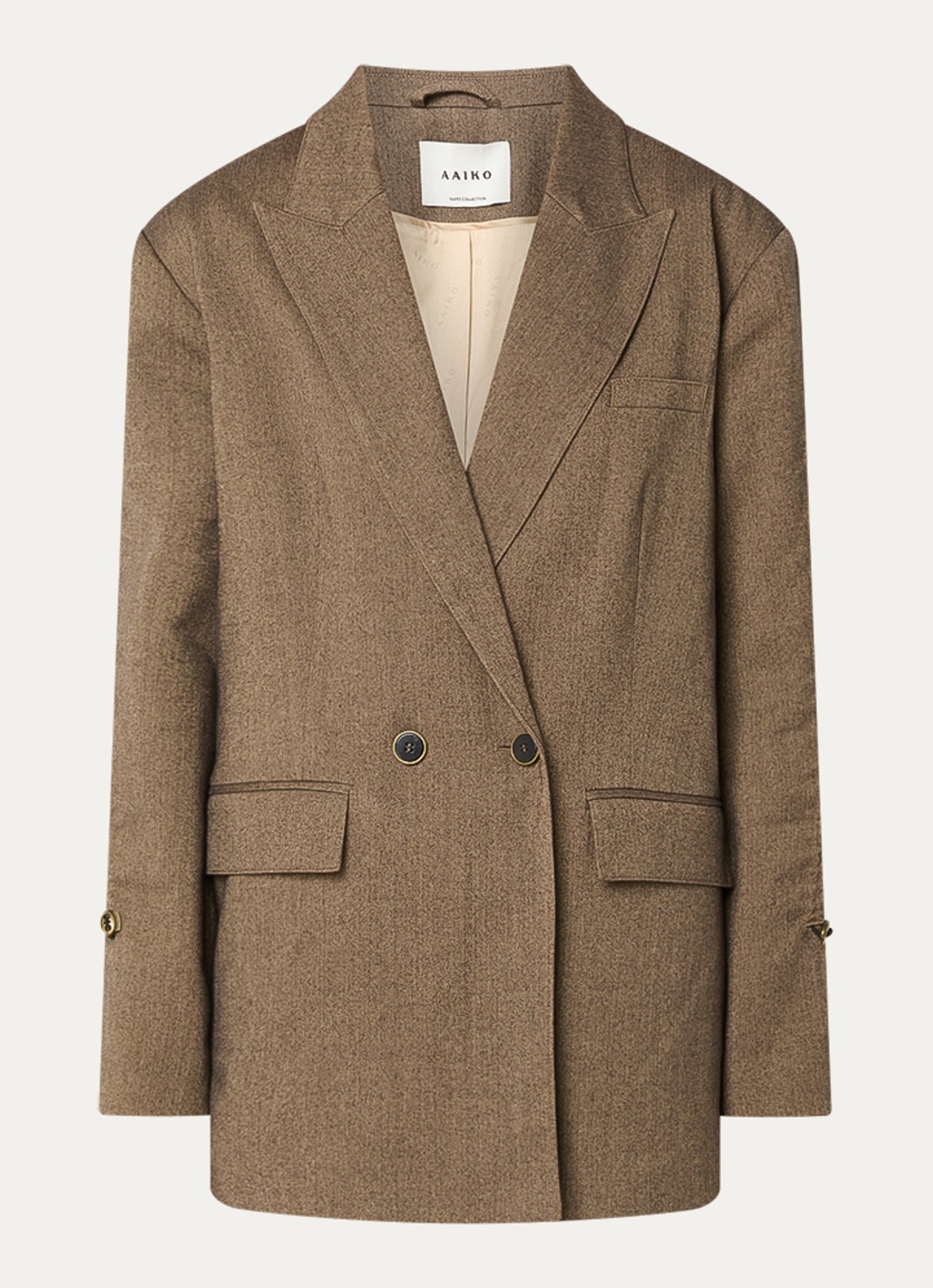Aaiko Kendal oversized double-breasted blazer met klepzakken - voorkant 3 zand