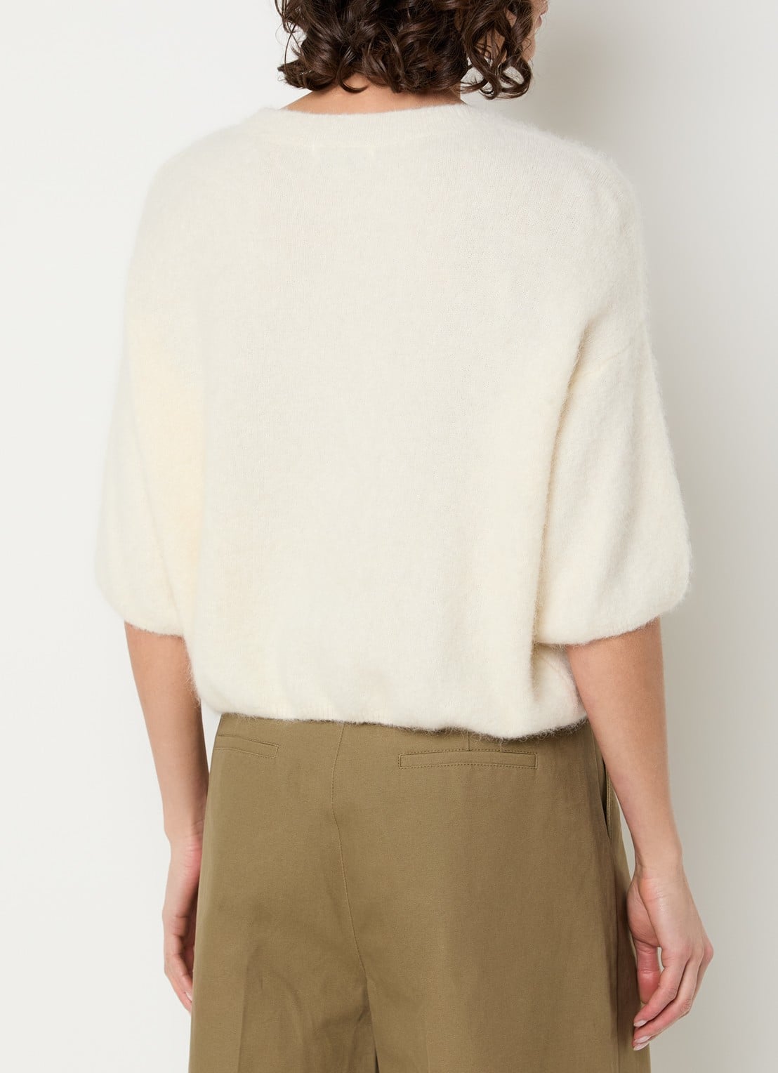Aaiko Lani fijngebreide top in alpaca wolblend - achterkant 2 lichtgroen