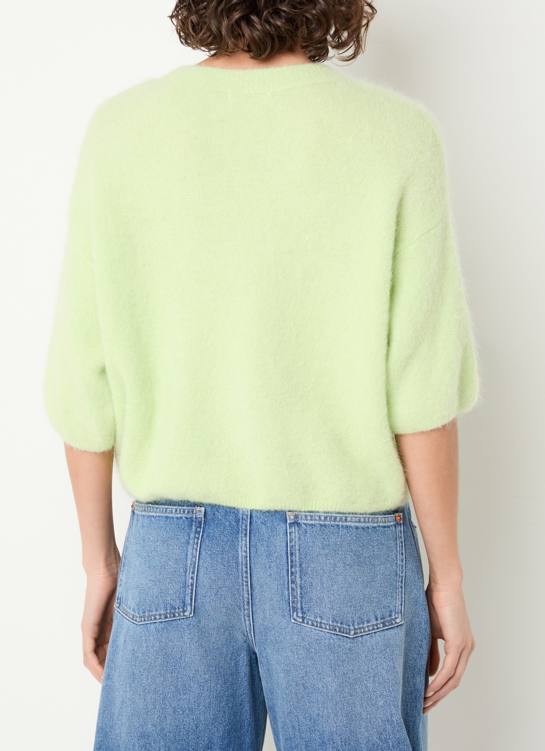 Aaiko Lani fijngebreide top in alpaca wolblend - achterkant 3 beige