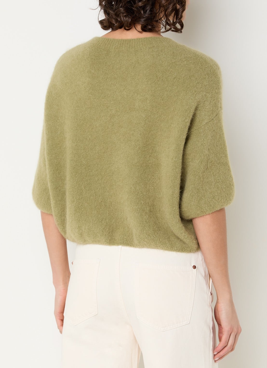Aaiko Lani fijngebreide top in alpaca wolblend - achterkant 4 khaki