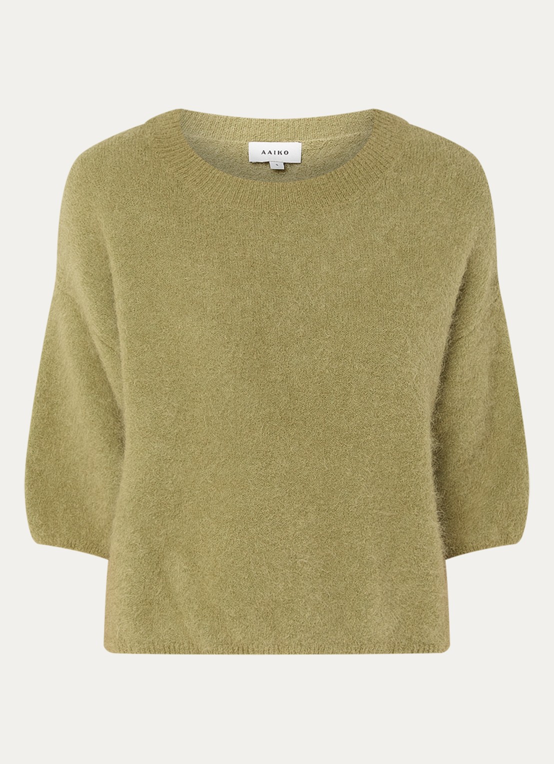 Aaiko Lani fijngebreide top in alpaca wolblend - voorkant 2 khaki