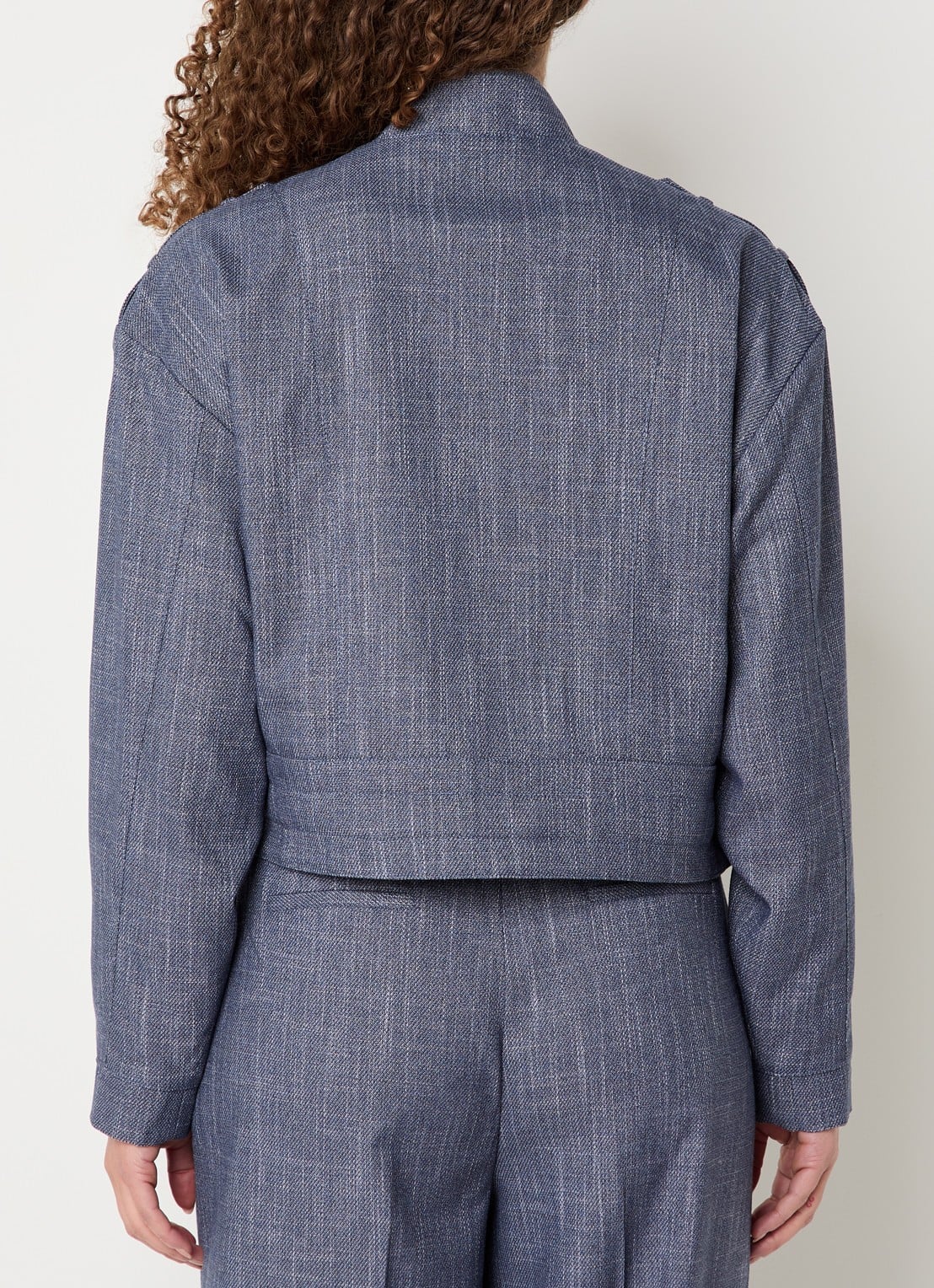 Aaiko Lauryn cropped jack met paspelzakken - achterkant 4 donkerblauw