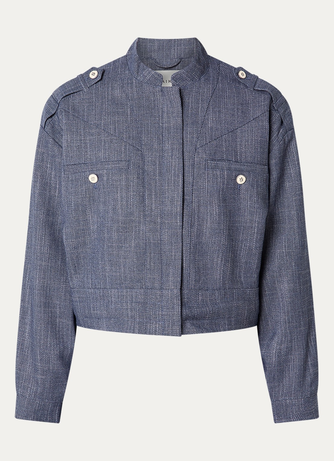 Aaiko Lauryn cropped jack met paspelzakken - voorkant donkerblauw