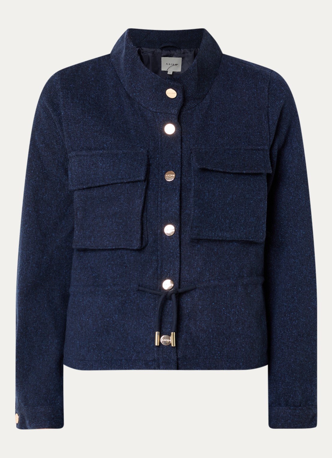 Aaiko Lenas jack met trekkoord en klepzakken - voorkant 3 donkerblauw