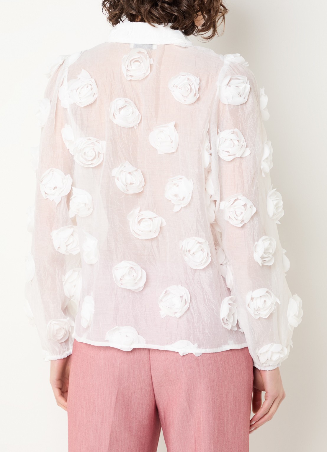 Aaiko Lien semi-transparante blouse met applicatie - achterkant 3 wit