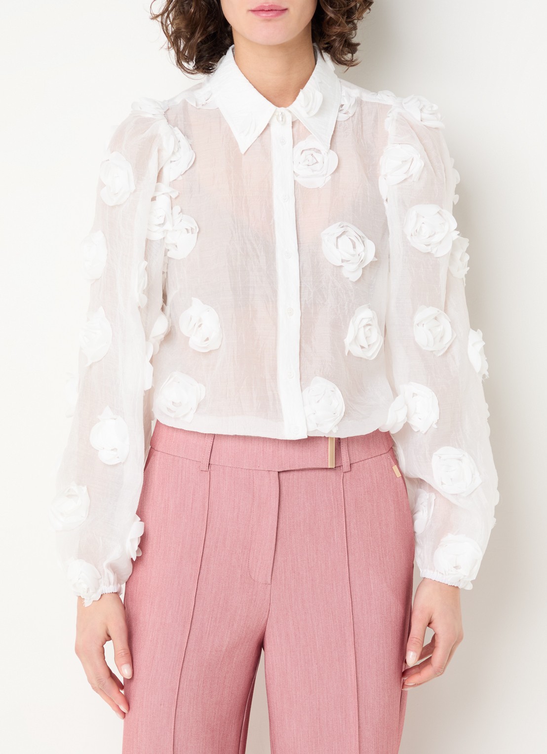 Aaiko Lien semi-transparante blouse met applicatie - detail 4 wit