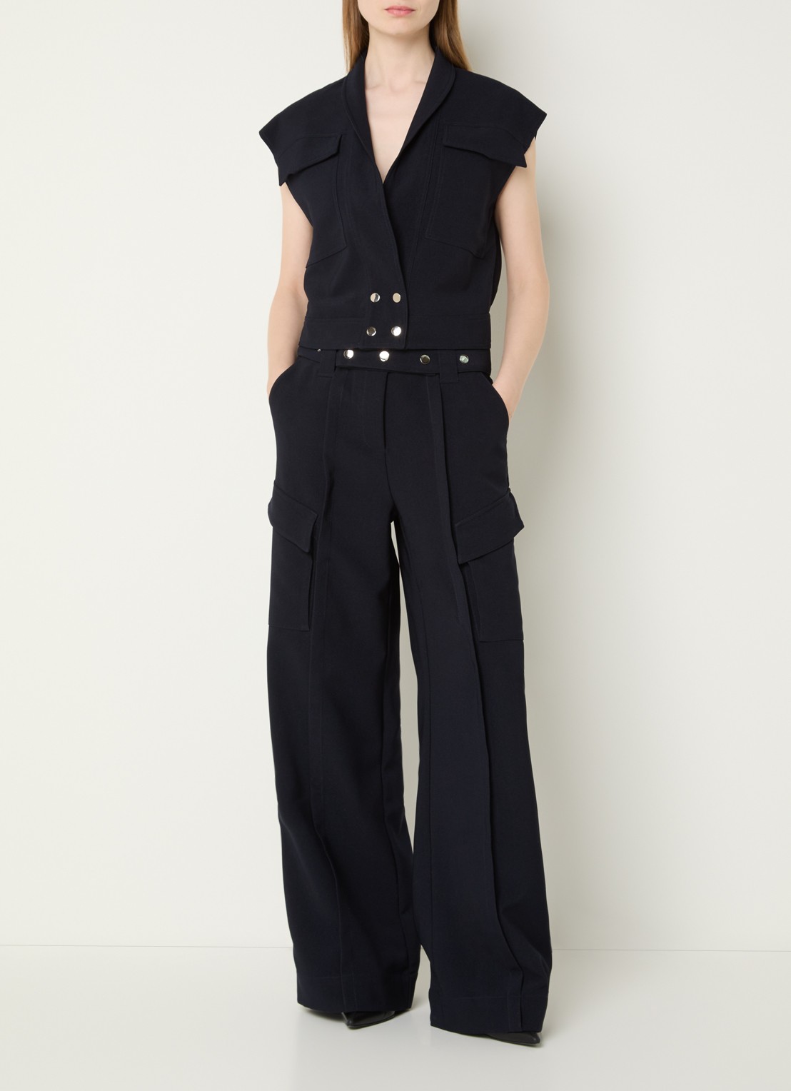 Aaiko Lies gilet met klepzakken - voorkant 3 donkerblauw