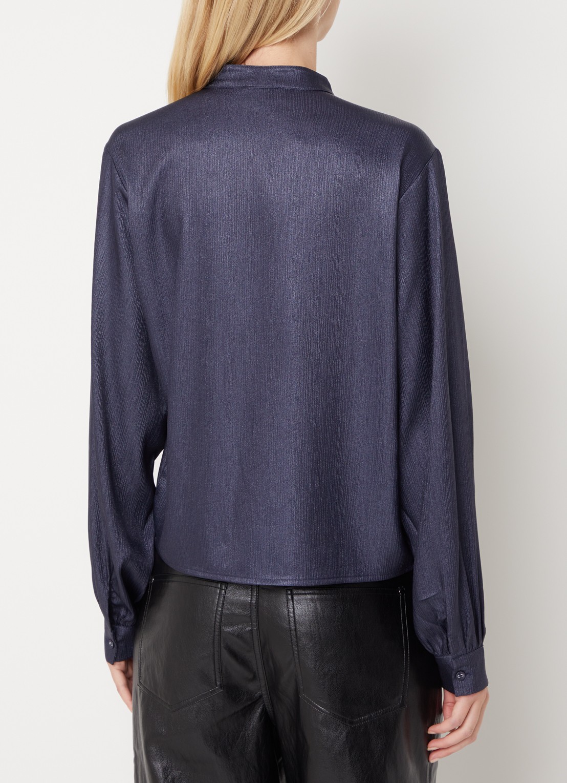 Aaiko Liv blouse met plooidetail - achterkant 3 donkerblauw